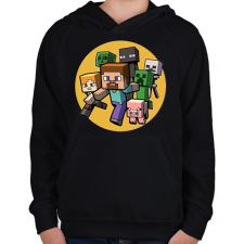 PRINTFASHION Minecraft RUN - Gyerek kapucnis pulóver - Fekete gyerek pulóver, kardigán