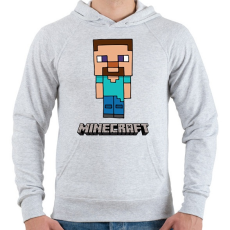 PRINTFASHION Minecraft - Steve - Férfi kapucnis pulóver - Sport szürke