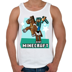 PRINTFASHION Minecraft Steve lovas póló - Férfi atléta - Fehér