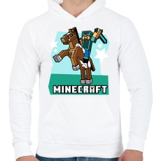 PRINTFASHION Minecraft Steve lovas póló - Férfi kapucnis pulóver - Fehér