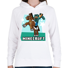 PRINTFASHION Minecraft Steve lovas póló - Női kapucnis pulóver - Fehér
