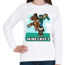 PRINTFASHION Minecraft Steve lovas póló - Női pulóver - Fehér női pulóver, kardigán