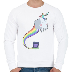 PRINTFASHION minecraft szivárvány - Férfi pulóver - Fehér