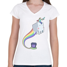 PRINTFASHION minecraft szivárvány - Női V-nyakú póló - Fehér női póló