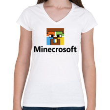 PRINTFASHION Minecrosoft - Női V-nyakú póló - Fehér női póló