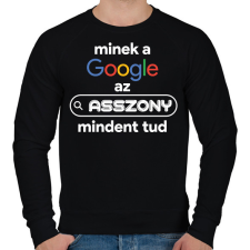 PRINTFASHION Minek a google az asszony mindent tud - Férfi pulóver - Fekete férfi pulóver, kardigán