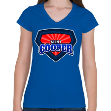 PRINTFASHION MINI COOPER - Női V-nyakú póló - Királykék női póló