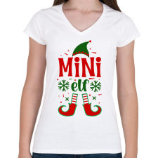 PRINTFASHION Mini elf - Női V-nyakú póló - Fehér női póló
