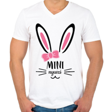 PRINTFASHION Mini nyuszi - lány - Férfi V-nyakú póló - Fehér férfi póló