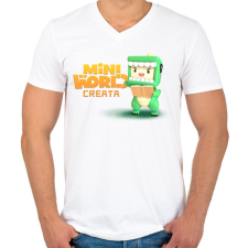 PRINTFASHION mini world - Férfi V-nyakú póló - Fehér férfi póló