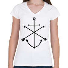PRINTFASHION Minimal Anchor  - Női V-nyakú póló - Fehér női póló