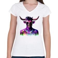 PRINTFASHION Minotaurusz_Zombi_1 - Női V-nyakú póló - Fehér női póló