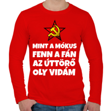 PRINTFASHION MINT A MÓKUS FENN A FÁN - Férfi hosszú ujjú póló - Piros férfi póló