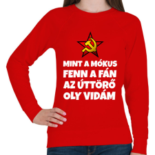 PRINTFASHION MINT A MÓKUS FENN A FÁN - Női pulóver - Piros női pulóver, kardigán