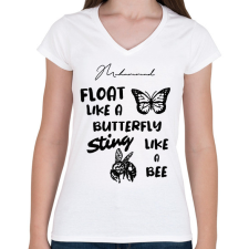 PRINTFASHION Mint a pillangó, mint a méh - Női V-nyakú póló - Fehér női póló
