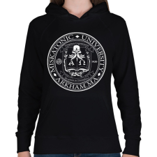 PRINTFASHION Miskatonic University - Női kapucnis pulóver - Fekete női pulóver, kardigán