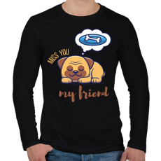 PRINTFASHION Miss you my friend - Kutyás - Férfi hosszú ujjú póló - Fekete