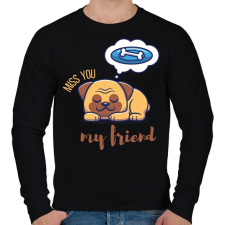 PRINTFASHION Miss you my friend - Kutyás - Férfi pulóver - Fekete férfi pulóver, kardigán