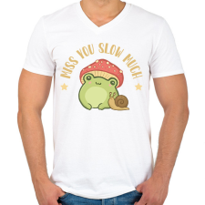 PRINTFASHION Miss you slow much - Férfi V-nyakú póló - Fehér férfi póló