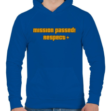 PRINTFASHION MISSION PASSED! RESPECT+ - Férfi kapucnis pulóver - Királykék
