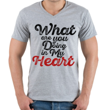 PRINTFASHION Mit csinálsz a szívemmel? - Férfi V-nyakú póló - Sport szürke férfi póló