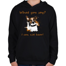 PRINTFASHION Mit mondasz? Nem hallom! - Gyerek kapucnis pulóver - Fekete gyerek pulóver, kardigán