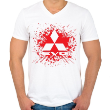 PRINTFASHION Mitsubishi Lancer Evo - Férfi V-nyakú póló - Fehér férfi póló