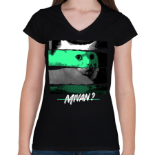 PRINTFASHION Mivan? - Női V-nyakú póló - Fekete női póló