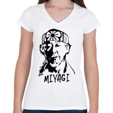 PRINTFASHION Miyagi sensei - Női V-nyakú póló - Fehér