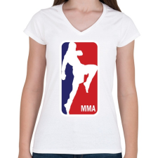 PRINTFASHION MMA - Női V-nyakú póló - Fehér női póló