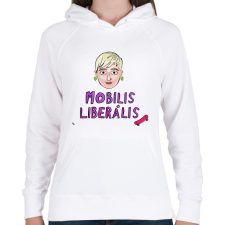 PRINTFASHION Mobilis Liberális - Női kapucnis pulóver - Fehér női pulóver, kardigán