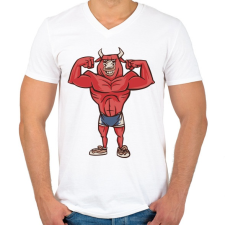 PRINTFASHION Modern Minotaurusz - Férfi V-nyakú póló - Fehér férfi póló