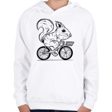 PRINTFASHION Mókus biciklin - Gyerek kapucnis pulóver - Fehér gyerek pulóver, kardigán