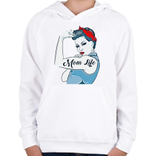 PRINTFASHION Mom Life - Gyerek kapucnis pulóver - Fehér gyerek pulóver, kardigán