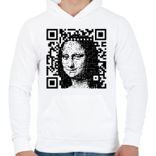 PRINTFASHION Mona Lisa - Férfi kapucnis pulóver - Fehér férfi pulóver, kardigán