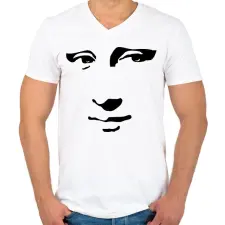 PRINTFASHION Mona Lisa - Férfi V-nyakú póló - Fehér férfi póló