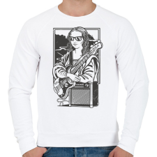 PRINTFASHION Mona Lisa gitáros - Férfi pulóver - Fehér férfi pulóver, kardigán