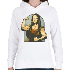 PRINTFASHION Mona Lisa kigyúrva - Női kapucnis pulóver - Fehér női pulóver, kardigán