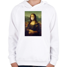PRINTFASHION Mona Lisa protect yourself - Gyerek kapucnis pulóver - Fehér gyerek pulóver, kardigán