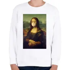 PRINTFASHION Mona Lisa protect yourself - Gyerek pulóver - Fehér gyerek pulóver, kardigán