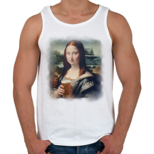 PRINTFASHION Mona Lisa sörrel - Férfi atléta - Fehér atléta, trikó