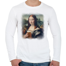 PRINTFASHION Mona Lisa sörrel - Férfi hosszú ujjú póló - Fehér férfi póló