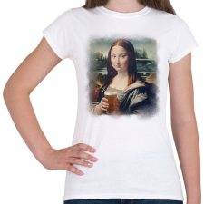 PRINTFASHION Mona Lisa sörrel - Női póló - Fehér női póló