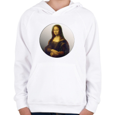 PRINTFASHION Mona Lisa - Vonalas - Gyerek kapucnis pulóver - Fehér gyerek pulóver, kardigán