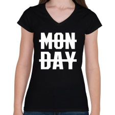 PRINTFASHION MONDAY - Női V-nyakú póló - Fekete női póló