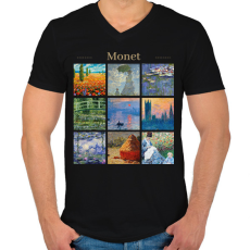 PRINTFASHION Monet - részletek - Férfi V-nyakú póló - Fekete