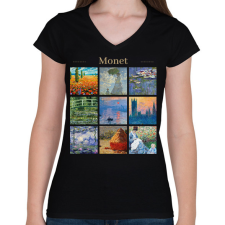 PRINTFASHION Monet - részletek - Női V-nyakú póló - Fekete női póló