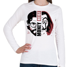 PRINTFASHION Money Heist - A Nagy Pénzrablás - La Casa de Papel - Női hosszú ujjú póló - Fehér