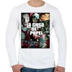 PRINTFASHION Money Heist - Férfi hosszú ujjú póló - Fehér