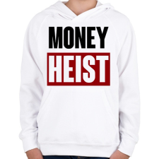 PRINTFASHION Money Heist - Gyerek kapucnis pulóver - Fehér gyerek pulóver, kardigán